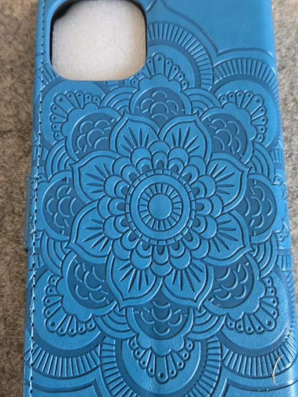 Embossed Mandala Wallet Phone Case Turquoise Blue IPhone 13, Samsung Galaxy S21